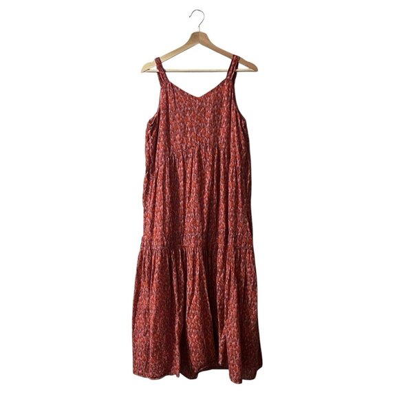 Joie Maxi Dress Size Small Tiered Lined Peasant Ikat Red Pink Tea Rose JE6001PR - Picture 3 of 9